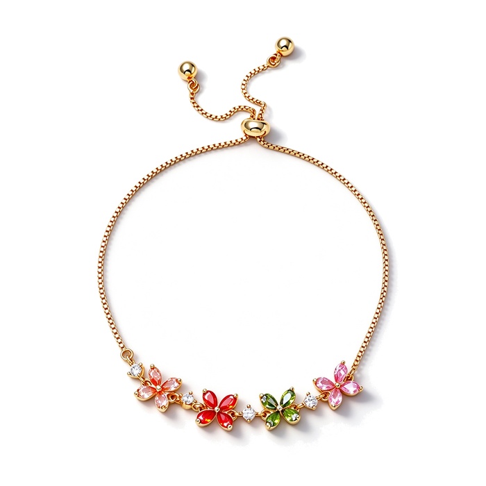Women's Jewelry Brass 7mm CZ Flowers Bracelet