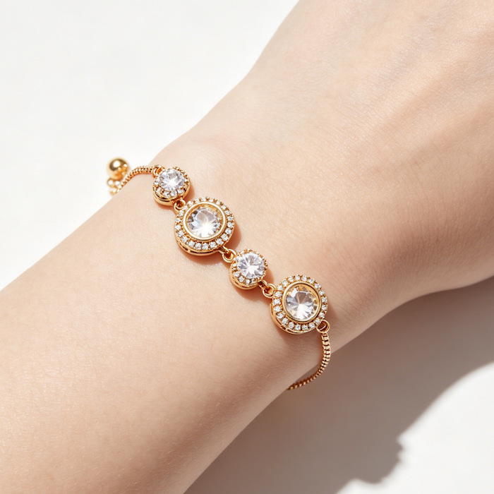 Women's Jewelry Brass 6-10mm CZ Circles Bracelet - Image 4