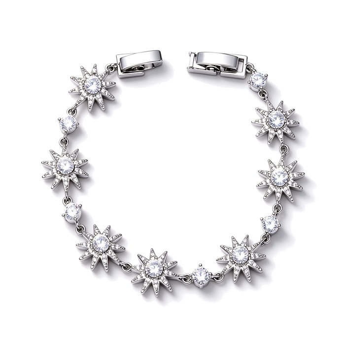 Women's Jewelry Brass 4-14mm CZ Flowers Bracelet