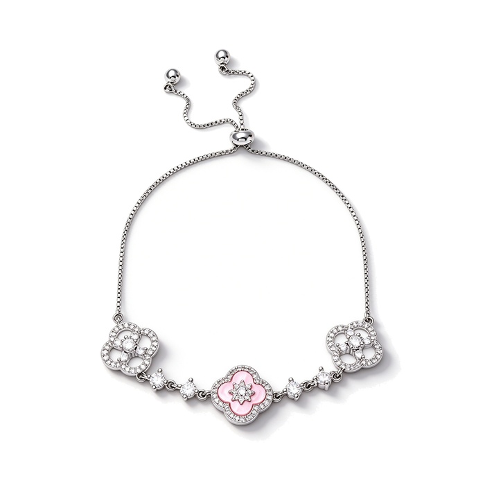 Women's Jewelry Brass CZ Shell Clover Flowers Bracelet