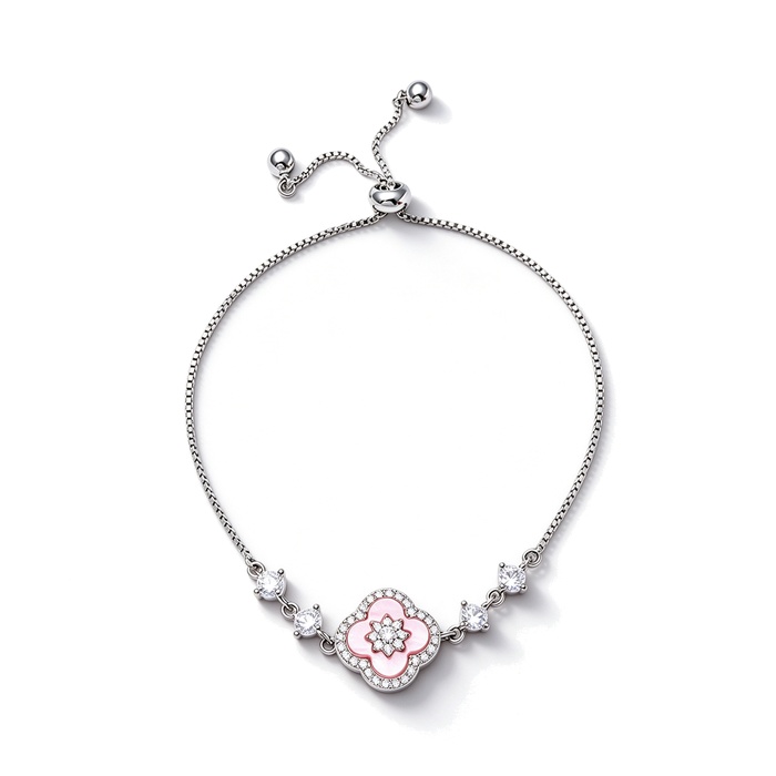 Women's Jewelry Brass 15mm CZ Shell Flowers Bracelet