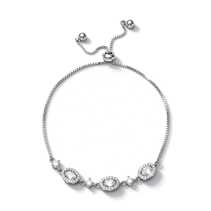 Women's Jewelry Brass Oval CZ Stars Charm Bracelet