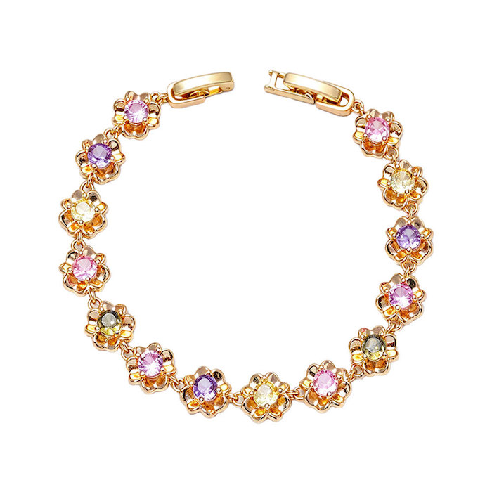 Women's Jewelry Brass Diamond Flower Charms Bracelet - Image 3
