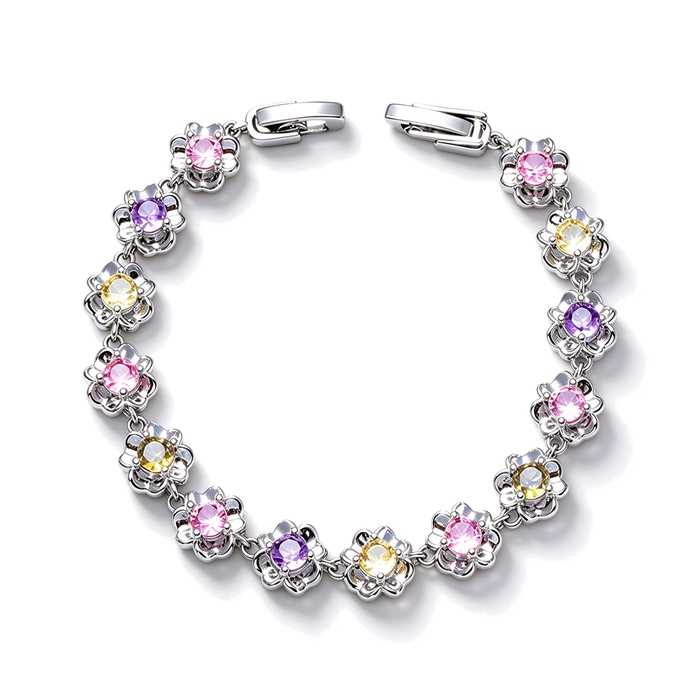 Women's Jewelry Brass Diamond Flower Charms Bracelet