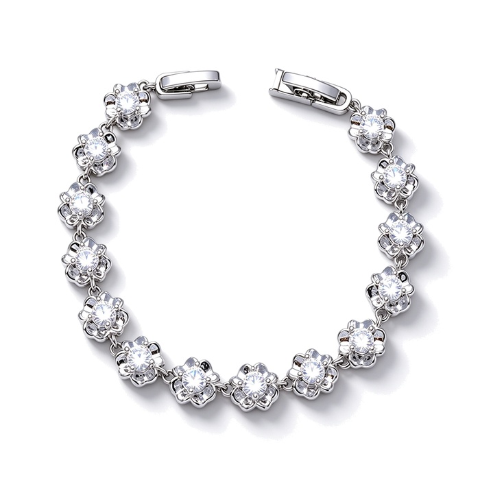 Women's Jewelry Brass Diamond Flower Charms Bracelet - Image 2