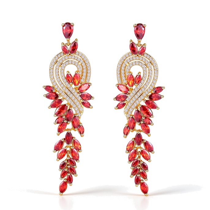 Factory Jewelry Twisted Brass CZ Leaf Stud Earrings