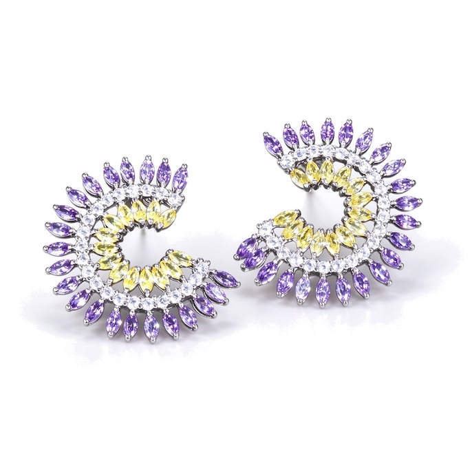 Factory Jewelry 30mm Brass Eye CZ Cuff Stud Earrings