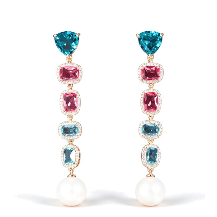 Factory Jewelry Brass CZ Pearl Ball Hanging Stud Earrings