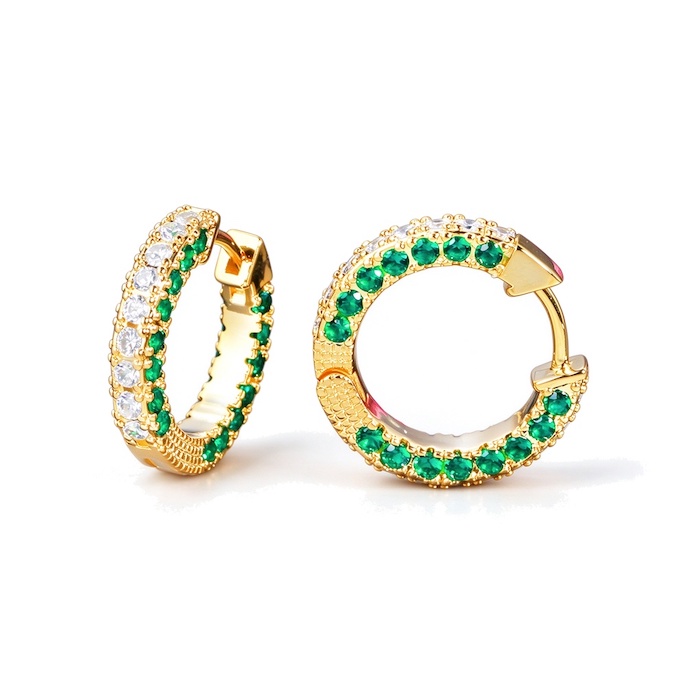Factory Jewelry Brass 18mm Colored CZ Hoop Earrings