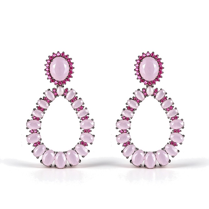 Factory Jewelry Brass CZ Quartz Teardrop Stud Earrings