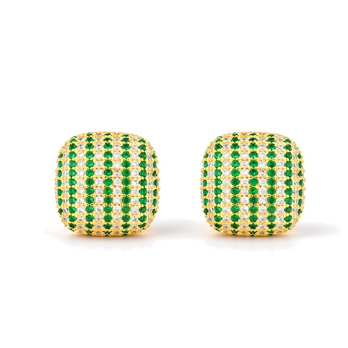 Factory Jewelry Brass 18mm Geometric CZ Stud Earrings