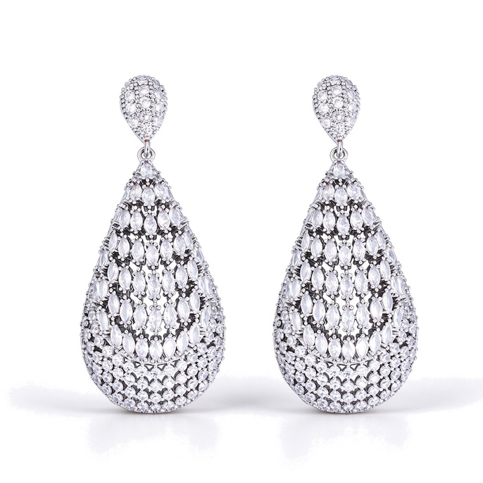 Wholesales Jewelry 55mm Brass Eye CZ Teardrop Stud Earrings