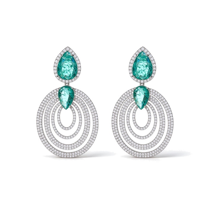 Wholesales Brass Hollow Teardrop CZ Ovals Stud Earrings