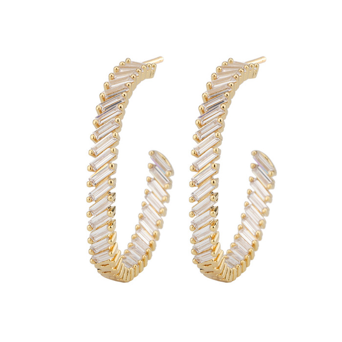 Factory Jewelry Brass 35mm CZ Cuff Stud Earrings