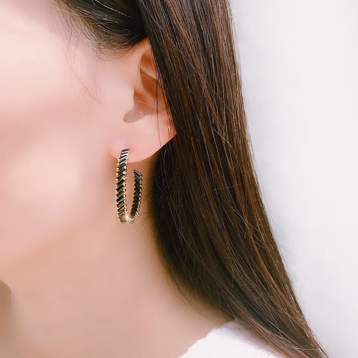 Factory Jewelry Brass 35mm CZ Cuff Stud Earrings - Image 3