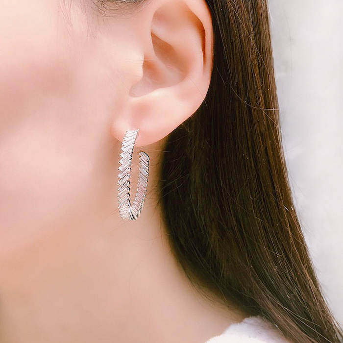 Factory Jewelry Brass 35mm CZ Cuff Stud Earrings - Image 4