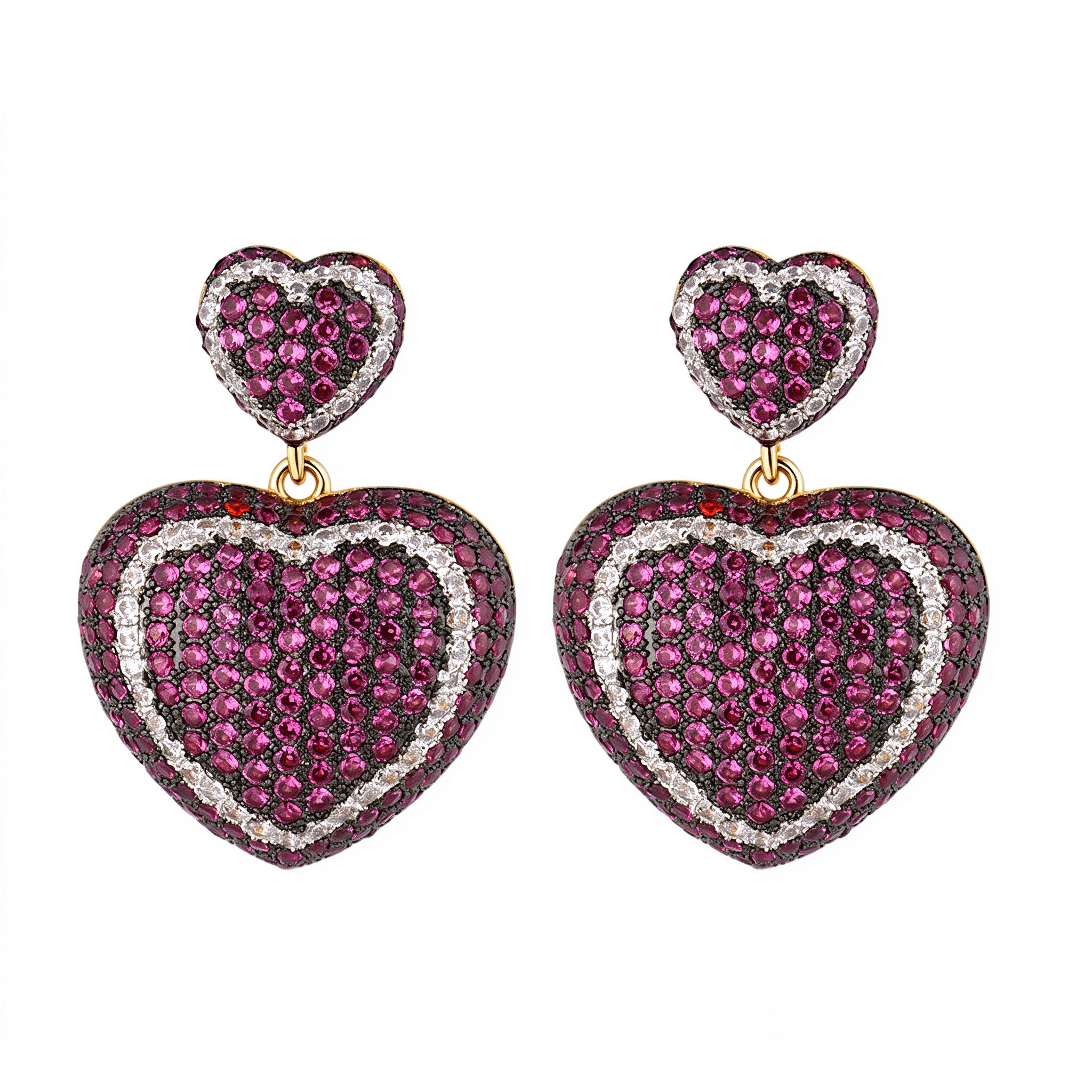 Factory Jewelry Brass Red CZ Heart Stud Earrings