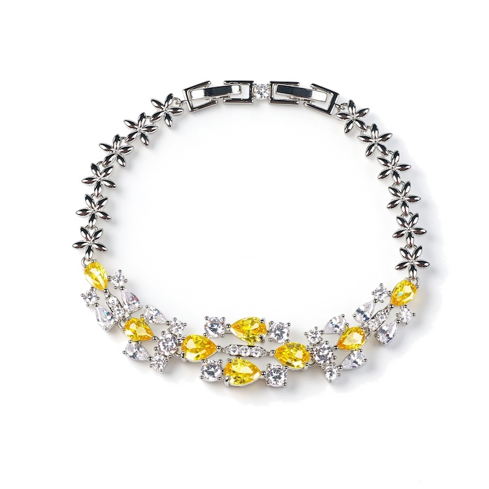 Women's Jewelry Brass Flowers Teardrop CZ Bracelet