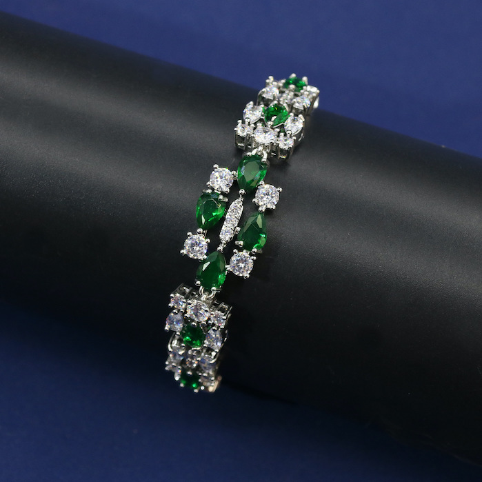 Women's Jewelry Brass Flowers Teardrop CZ Bracelet - Image 2