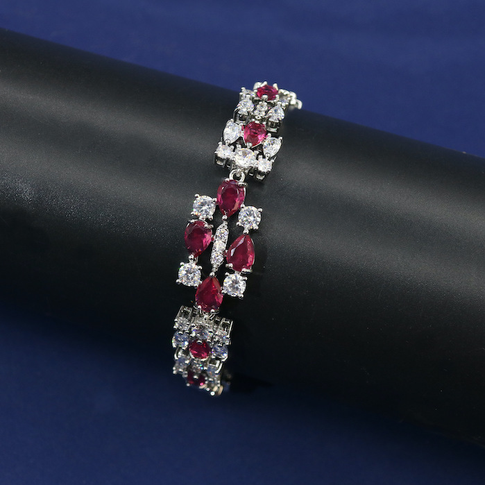 Women's Jewelry Brass Flowers Teardrop CZ Bracelet - Image 3