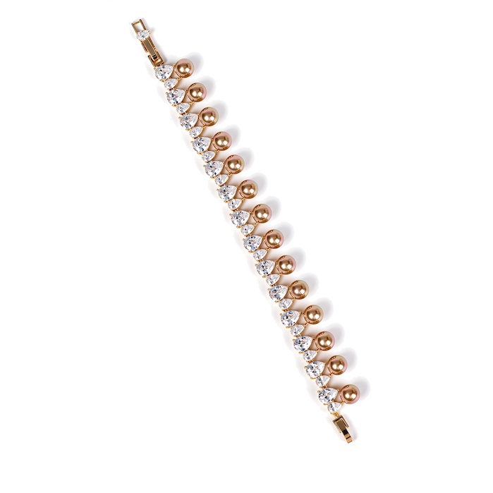Women's Jewelry 31g Brass Teardrop CZ Pearls Bracelet