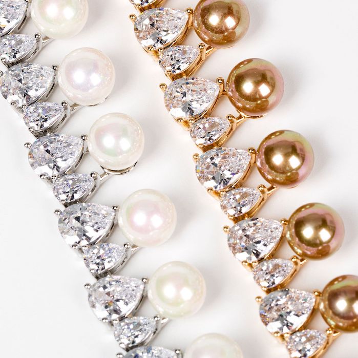 Women's Jewelry 31g Brass Teardrop CZ Pearls Bracelet - Image 3