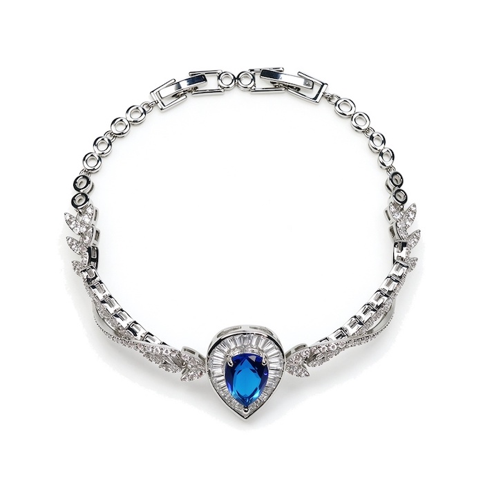 Women's Jewelry Brass CZ Leaf Teardrop Charm Bracelet