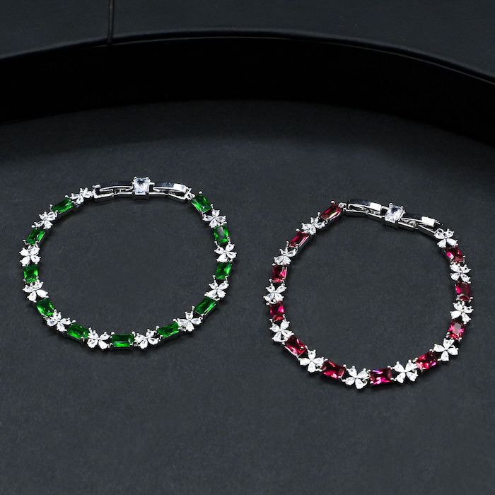 Women's Jewelry Brass CZ Flowers Stone Bracelet - Image 4