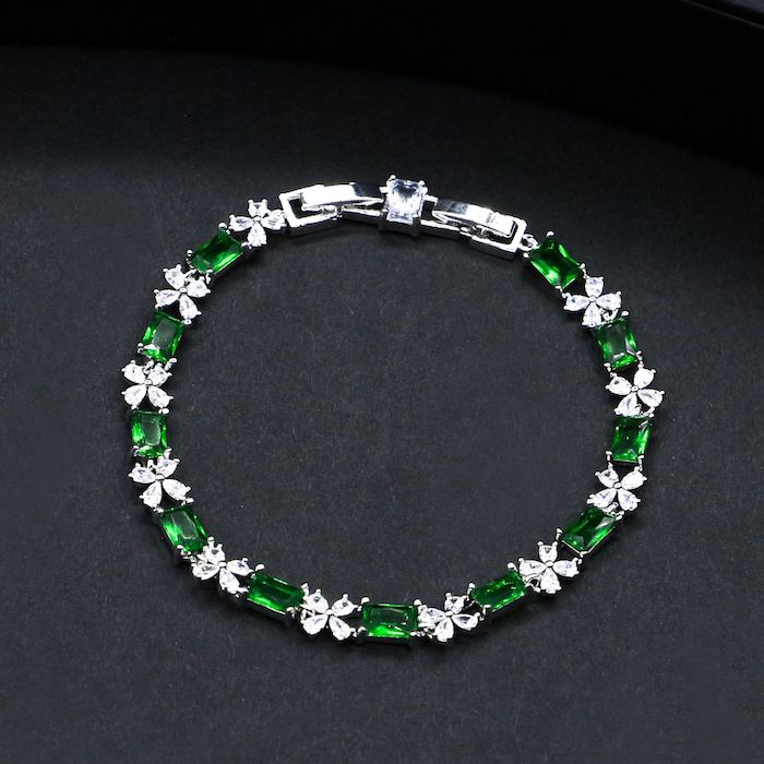 Women's Jewelry Brass CZ Flowers Stone Bracelet - Image 3