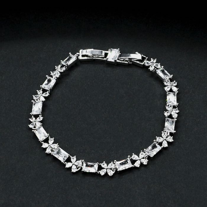 Women's Jewelry Brass CZ Flowers Stone Bracelet - Image 2