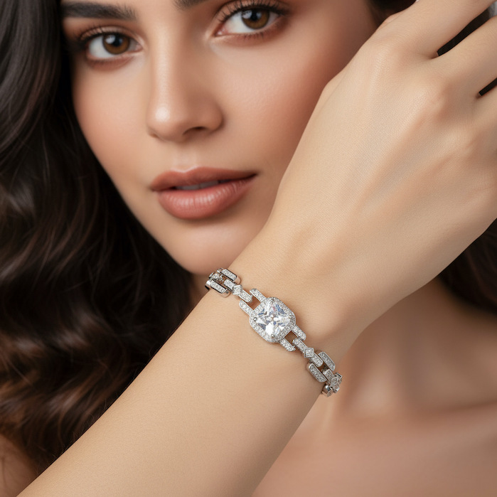 Women's Jewelry 11g Brass Square Gemstones Bracelet - Image 4