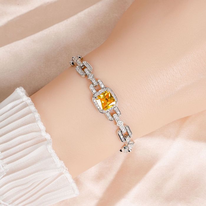 Women's Jewelry 11g Brass Square Gemstones Bracelet - Image 2