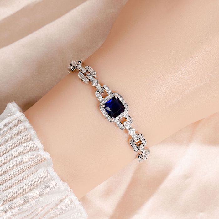 Women's Jewelry 11g Brass Square Gemstones Bracelet - Image 3