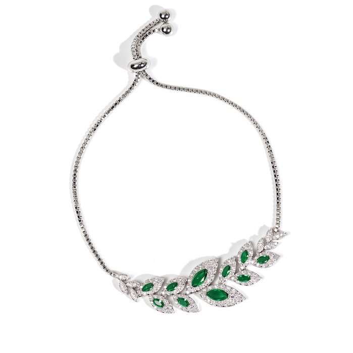 Women's Jewelry 11.7g Brass Diamonds Leaf Grass Bracelet