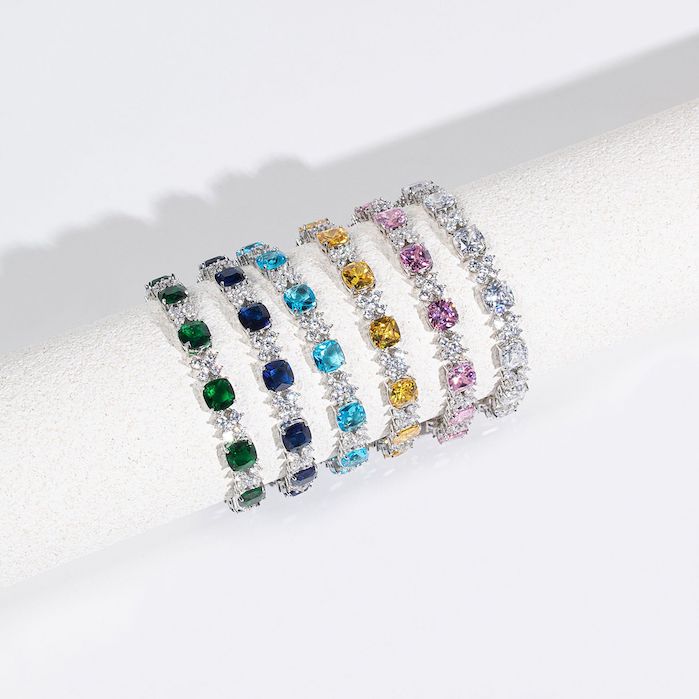 Women's Jewelry Brass Square Stones CZ Flowers Bracelet - Image 2