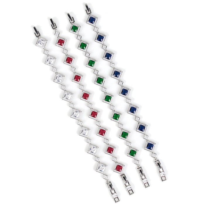 Women's Jewelry 13g Square CZ Rhombus Bracelet