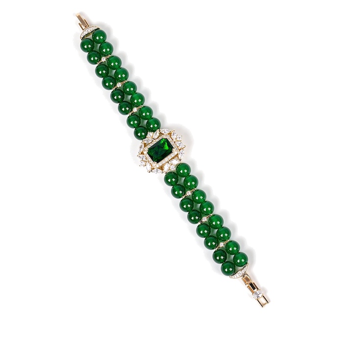 Women's Jewelry 37.4g Emerald Pearl Beads Bracelet