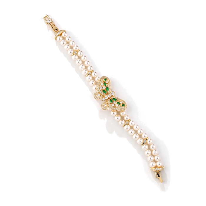 Women's Jewelry 24g Pearls CZ Butterfly Bracelet