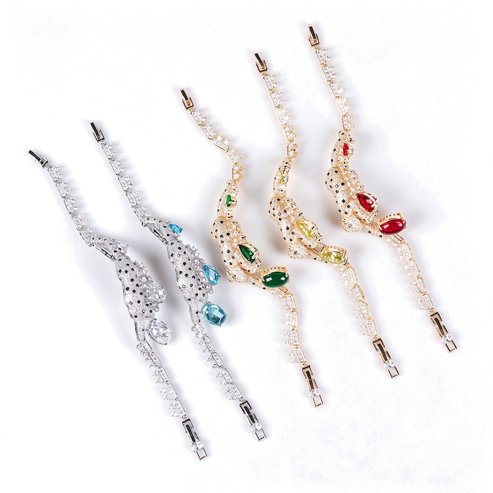 Women's Jewelry 27.2g CZ Leopard Charm Bracelet
