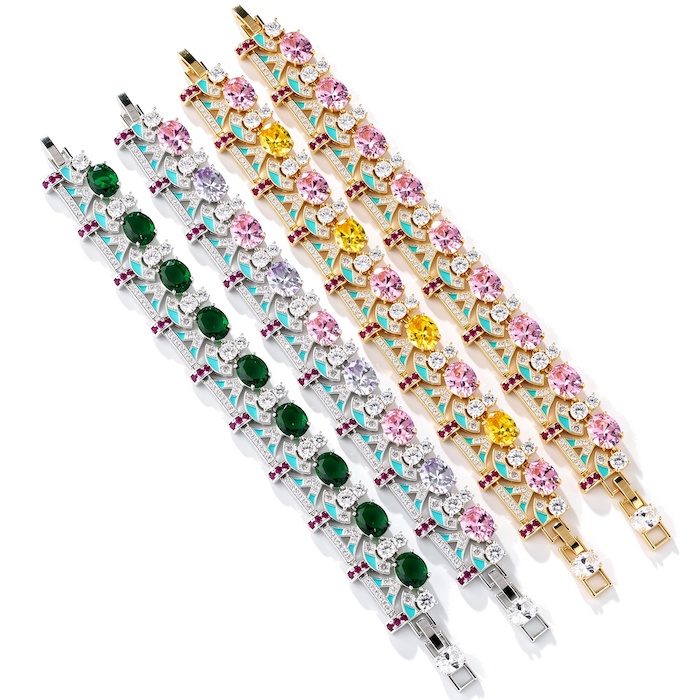 Women's Jewelry 38g Enamel Oval Stones Leaf Bracelet