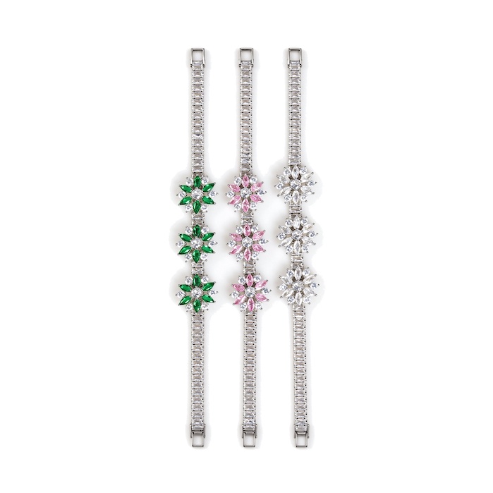 Women's Jewelry 12.2g Brass Triple CZ Flowers Bracelet