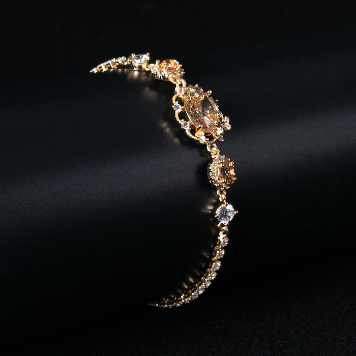 Women's Jewelry Brass Hollow CZ Stones Flower Bracelet - Image 2