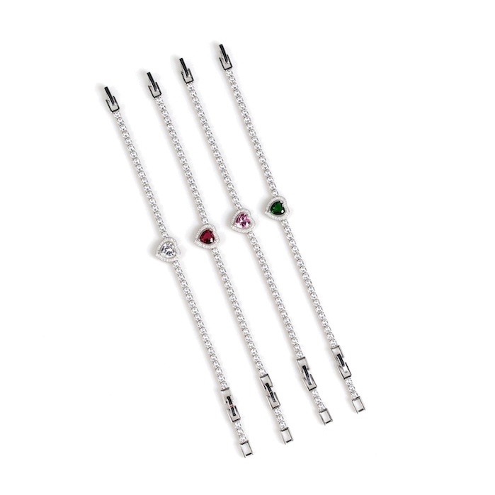 Women's Jewelry 6.7g Zircon Heart Charm Bracelet