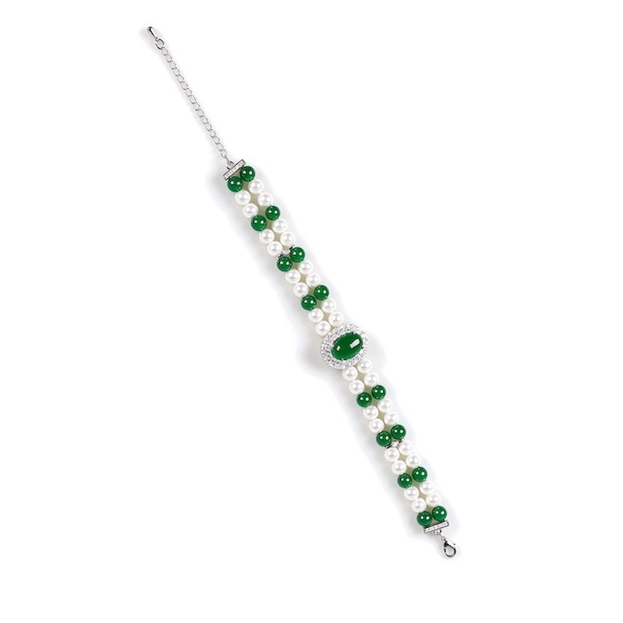 Women's Jewelry 21g Pearls Oval Emerald Turquoise Bracelet
