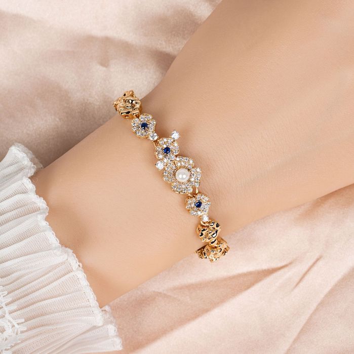 Women's Jewelry 14.4g CZ Pearl Flowers Bracelet - Image 4