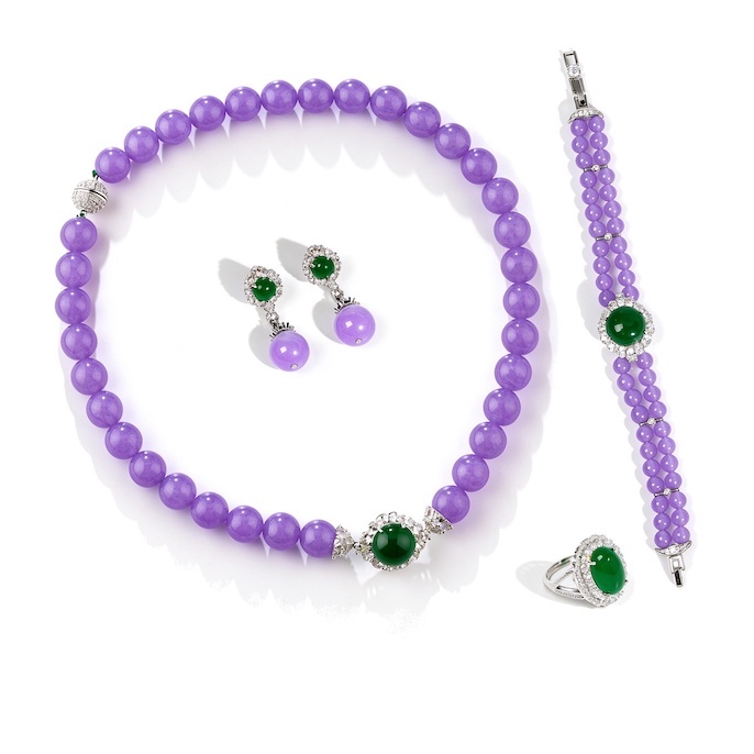 4pcs/set Party Brass CZ Amethyst Beads Choker Jewelry