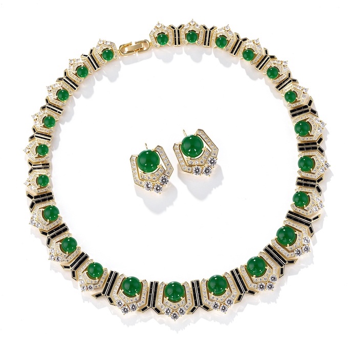 Party Brass Half Gemstone Beads Choker Necklace Earrings Set