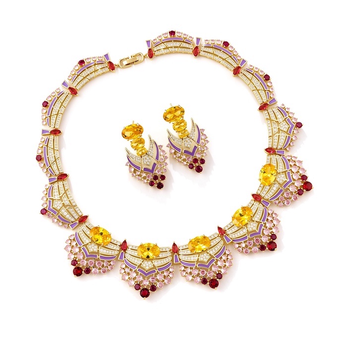 Party Brass Oval Stones Flowers Choker Necklace Earrings Set