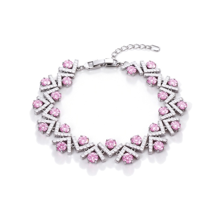 Women's Jewelry Brass Diamond V Wave Links Bracelet