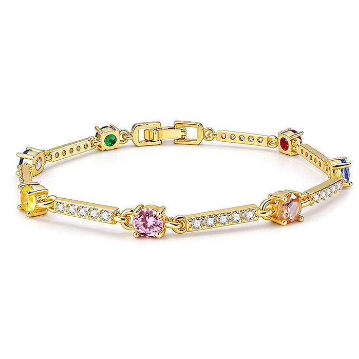 Women's Jewelry Brass 5mm CZ Stick Links Bracelet